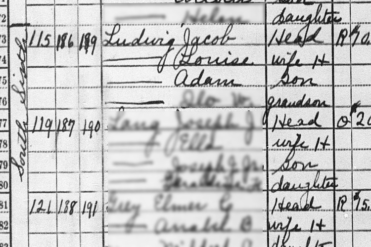 Adam Ludwig recorded on the 1930 census record for Dennison, Ohio. (Source: familysearch.org)