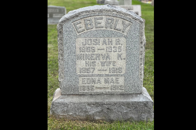 The Eberly headstone in Union Lawn Cemetery, Navarre, Ohio, 2024. (Source: findagrave.com)