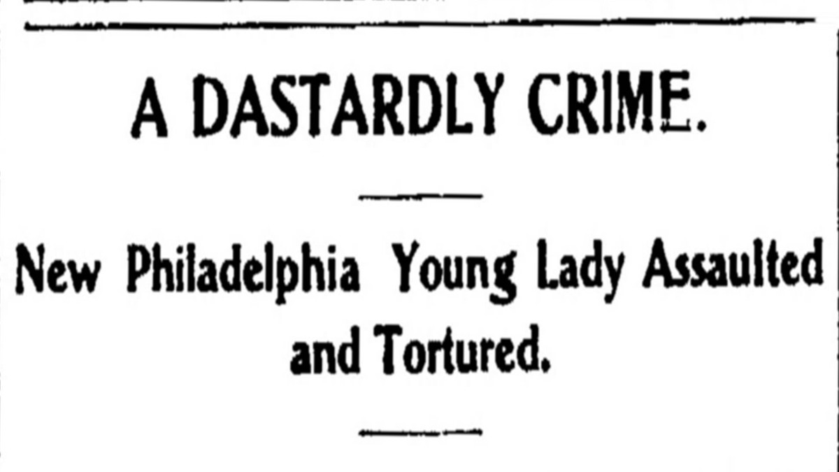 Uhrichsville, Ohio newspaper headline on the assault of Cora Bowers, June 1900. (Source: newspapers.com)