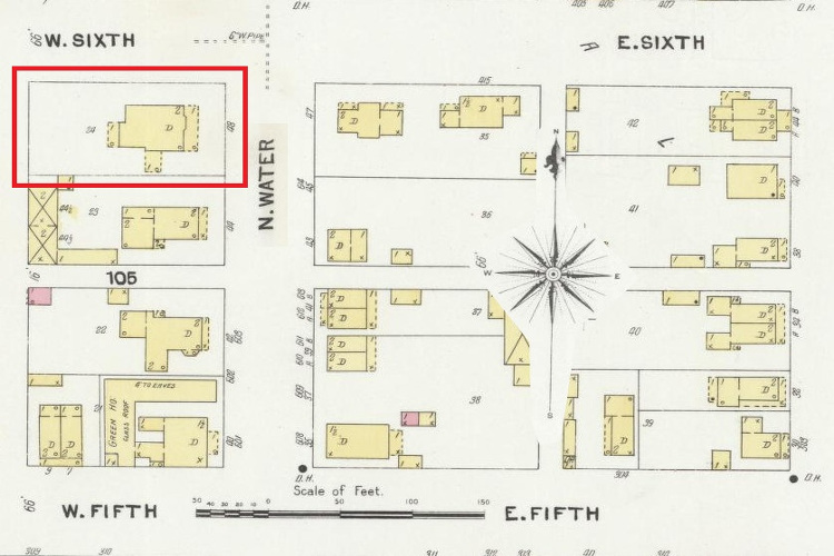 The Latto home depicted on the 1907 Uhrichsville Sanborn Fire Insurance Map. (Source: loc.gov)