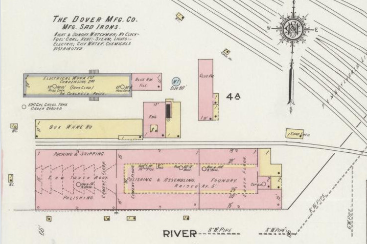 Depiction of the Dover Manufacturing Company found on the 1914 Sanborn Map for Dover, Ohio. (Source: loc.gov)
