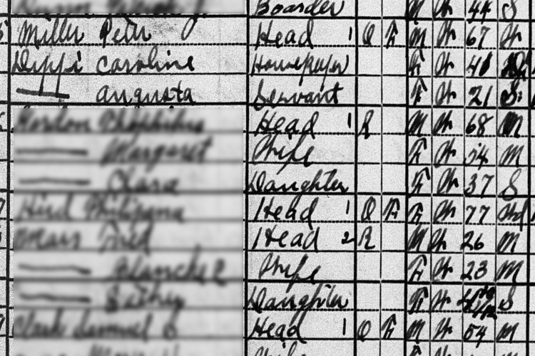 Augusta Dippi and her mother recorded on the 1920 census in the household of Peter Miller. (Source: familysearch.org)