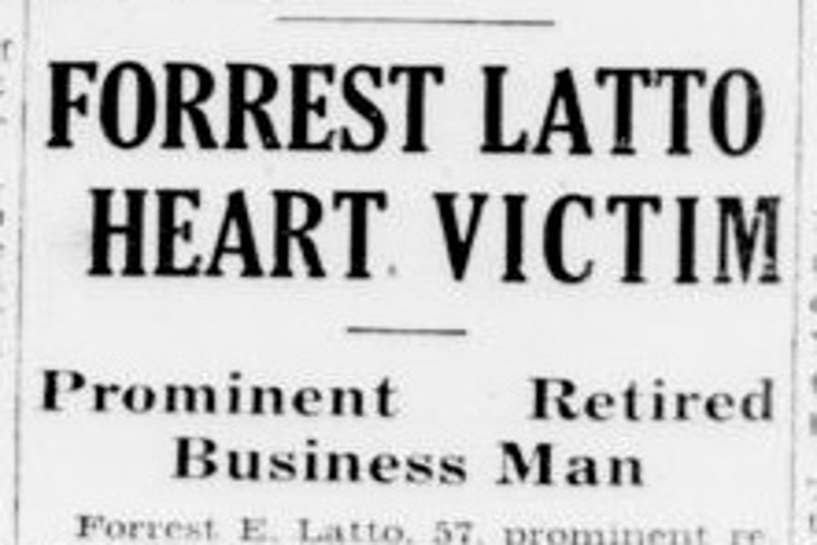 Forrest Latto's death reported in the New Philadelphia, Ohio newspaper, August 1938. (Source: newspaperarchive.com)