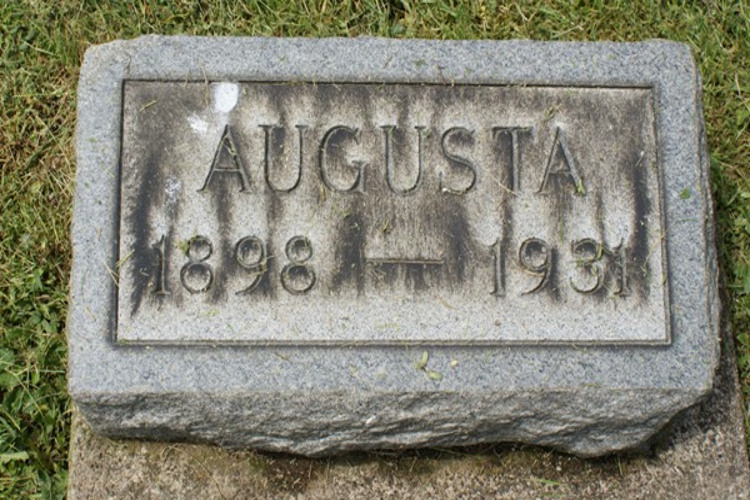 Augusta Dippi's grave marker in the Grandview Cemetery, Strasburg, Ohio, 2012. (Source: findagrave,com)