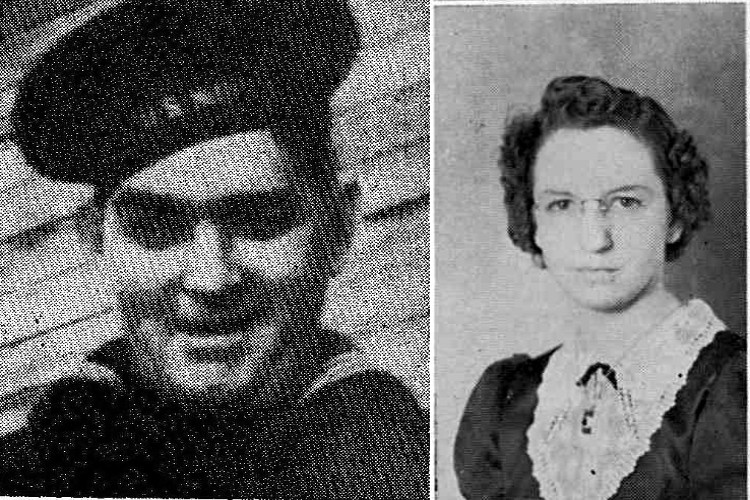 Charles Bundy photographed while in the US Navy and Eileen Wagstaff's senior year picture. (Source: ancestry.com)